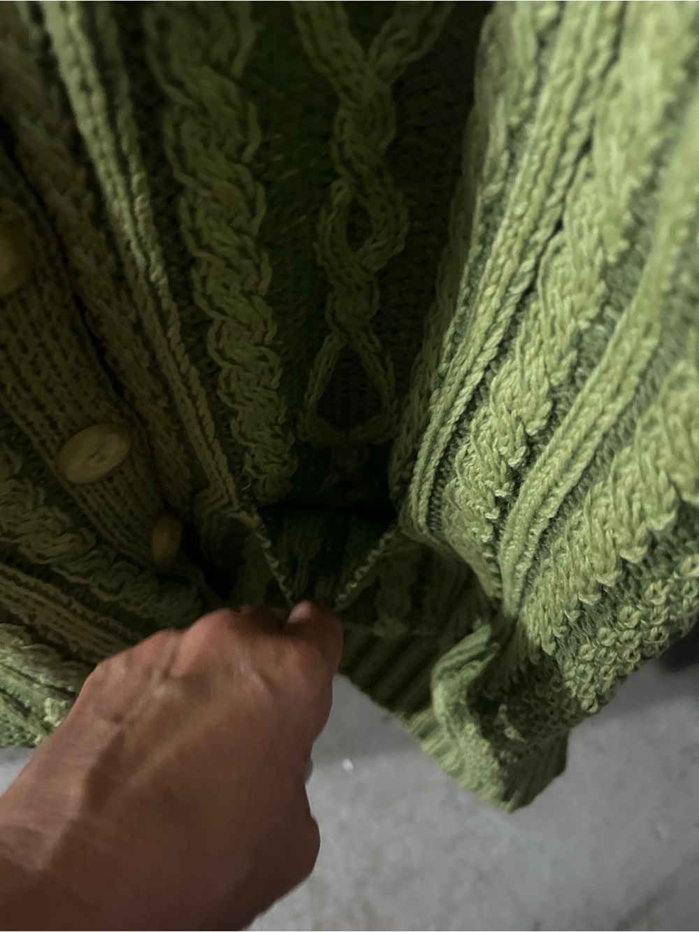 Aran Crafts Light Green Merino Wool Cable Knit Sweater - Picture 11 of 14
